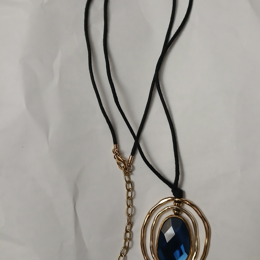 Jack Elegant Gold and Blue Pendant Necklace